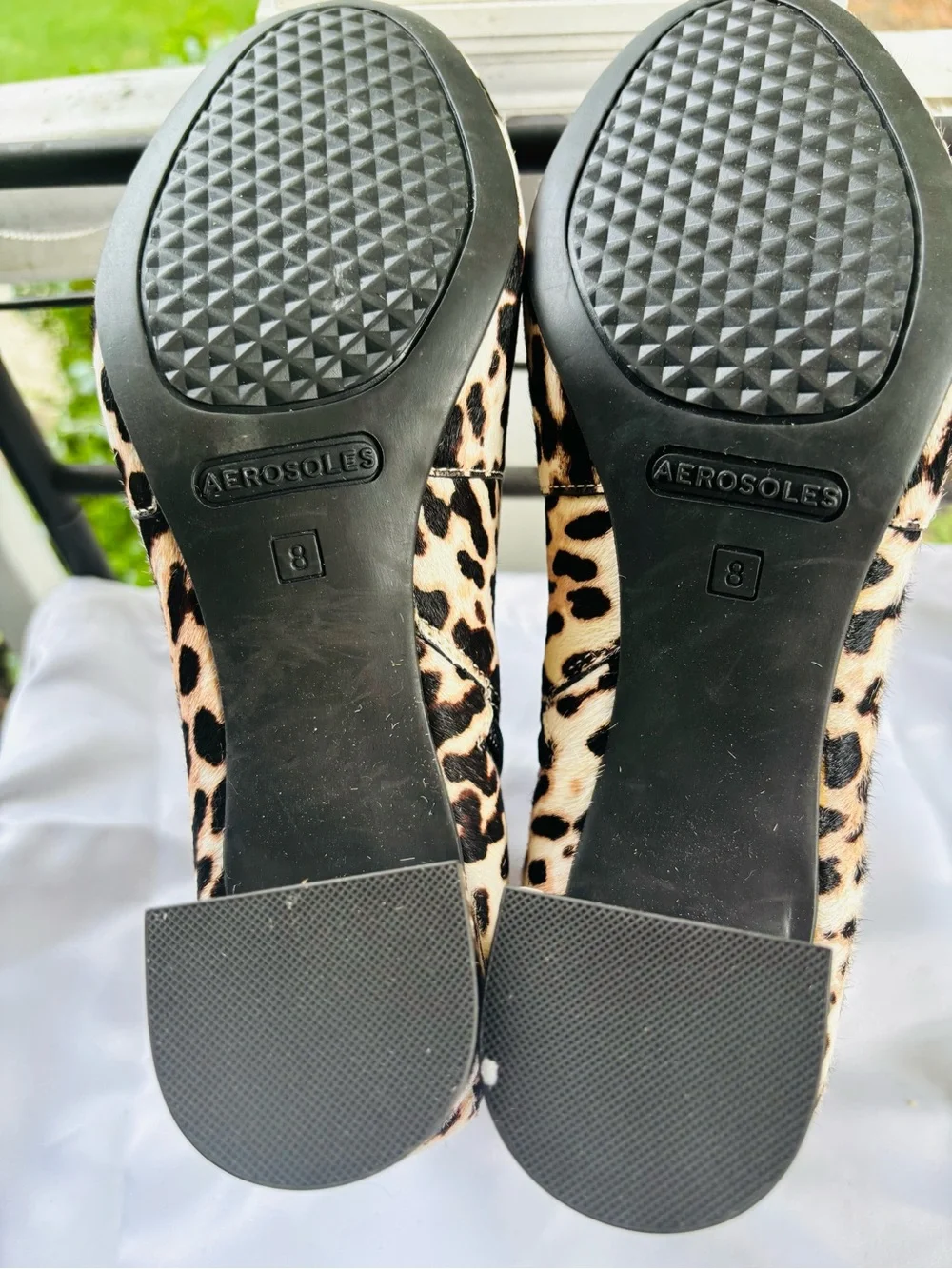 Aerosole Leopard Print Calf Hair Block Heel Ankle Booties